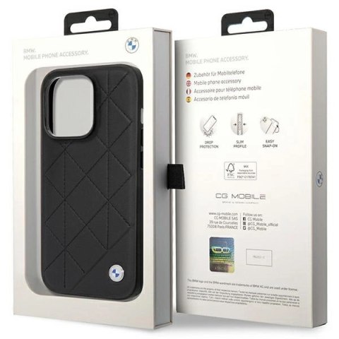 Etui BMW Leather Quilted na iPhone 14 Pro - czarne