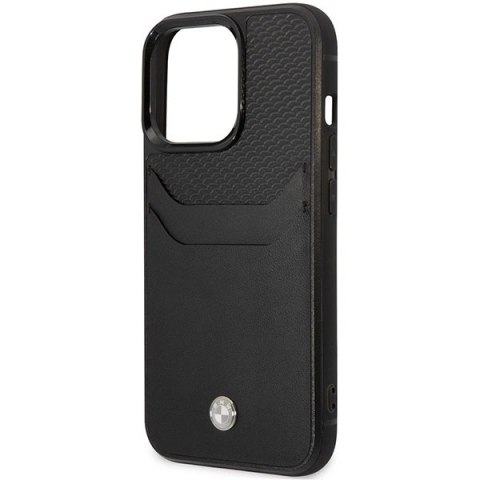 Etui BMW Leather Card Slot na iPhone 14 Pro Max - czarne