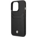 Etui BMW Leather Card Slot na iPhone 14 Pro - czarne