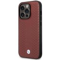 Etui BMW Leather Diamond Pattern MagSafe na iPhone 14 Pro Max - burgundowe
