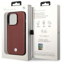 Etui BMW Leather Diamond Pattern MagSafe na iPhone 14 Pro Max - burgundowe
