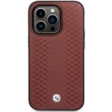 Etui BMW Leather Diamond Pattern na iPhone 14 Pro Max - burgundowe