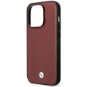 Etui BMW Leather Diamond Pattern na iPhone 14 Pro Max - burgundowe