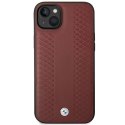 Etui BMW Leather Diamond Pattern na iPhone 14 - burgundowe