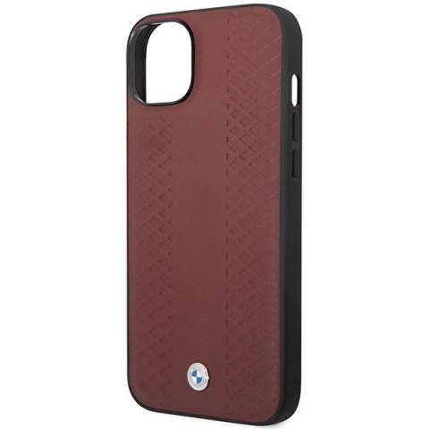 Etui BMW Leather Diamond Pattern na iPhone 14 - burgundowe