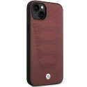 Etui BMW Leather Seats Pattern na iPhone 14 - burgundowe