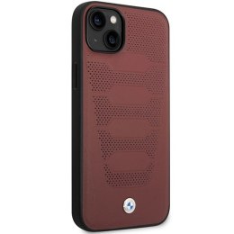Etui BMW Leather Seats Pattern na iPhone 14 - burgundowe