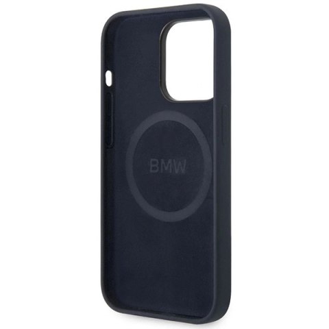 Etui BMW Silicone Metal Logo MagSafe na iPhone 14 Pro Max - granatowe