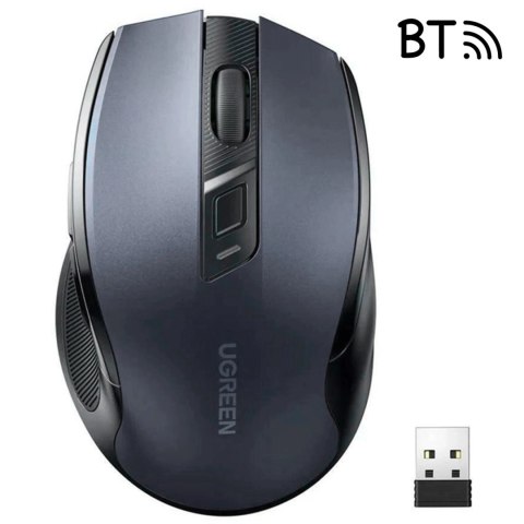Mysz optyczna Ugreen MU006 bezprzewodowa USB 2.4GHz / Bluetooth 5.0 4000 DPI - czarna