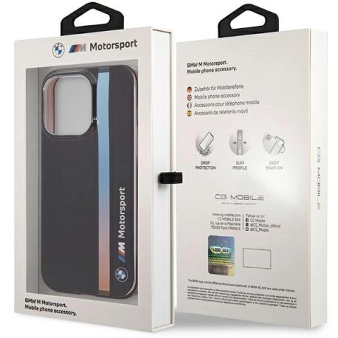 Etui BMW IML Tricolor Stripe na iPhone 14 Pro - czarne