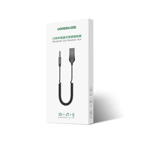 Ugreen odbiornik dźwięku Bluetooth 5.3 kabel USB adapter audio AUX jack czarny (70601 CM309)