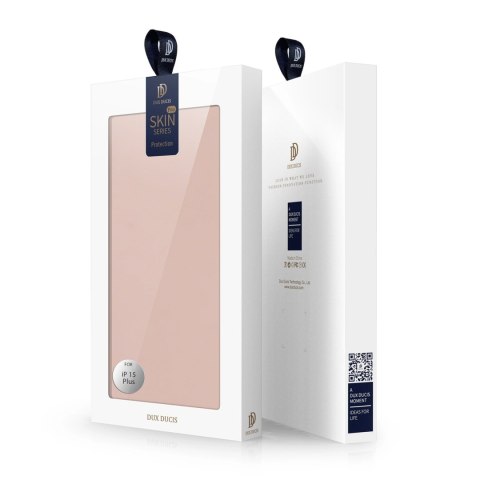 Etui do iPhone 15 Plus pokrowiec z klapką i portfelem Dux Ducis Skin Pro - różowe