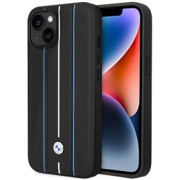 Etui BMW Leather Stamp Blue Lines na iPhone 14 - czarne