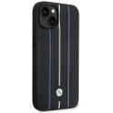 Etui BMW Leather Stamp Blue Lines na iPhone 14 - czarne