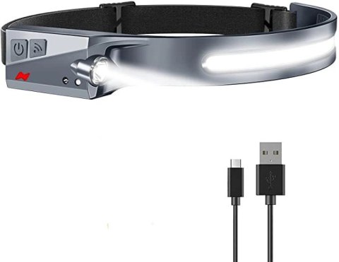 Latarka czołowa LED z czujnikiem ruchu IPX4 USB-C 1200 mAh - czarna
