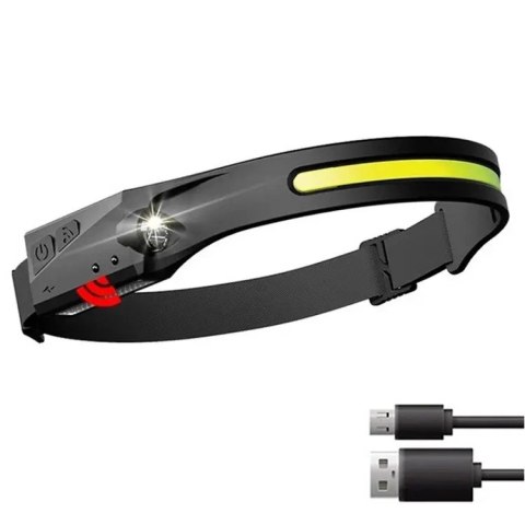 Latarka czołowa LED z czujnikiem ruchu IPX4 USB-C 1200 mAh - czarna