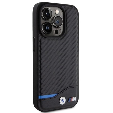 Etui BMW Leather Carbon na iPhone 15 Pro - czarne