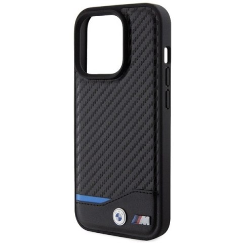 Etui BMW Leather Carbon na iPhone 15 Pro - czarne
