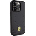 Etui Ferrari Carbon Metal Logo MagSafe na iPhone 15 Pro - czarne