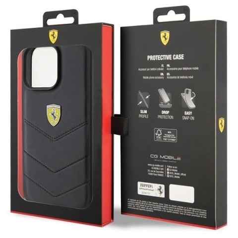 Etui Ferrari Quilted Metal Logo na iPhone 15 Pro Max - czarne