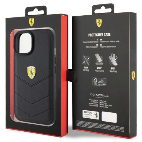 Etui Ferrari Quilted Metal Logo na iPhone 15 - czarne