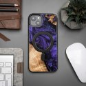 Etui Bewood Unique MagSafe Violet z drewna i żywicy na iPhone 15 Plus - fioletowo-czarne