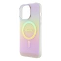 Etui Guess IML Iridescent MagSafe do iPhone 15 Pro Max - różowe