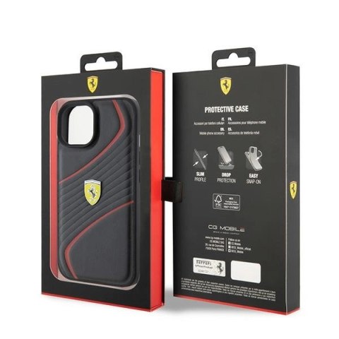 Etui Ferrari Twist Metal Logo do iPhone 15 - czarne