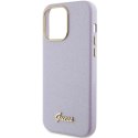 Etui Guess Glitter Glossy Script do iPhone 15 Pro - liliowe