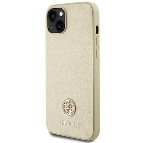 Etui Guess Leather 4G Metal Logo Strass do iPhone 15 - złote