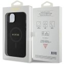 Etui Guess Saffiano MagSafe do iPhone 15 Plus - czarne