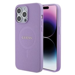Etui Guess Saffiano MagSafe do iPhone 15 Pro Max - fioletowe