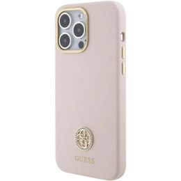 Etui Guess Silicone Logo Strass 4G na iPhone 15 Pro Max - różowe