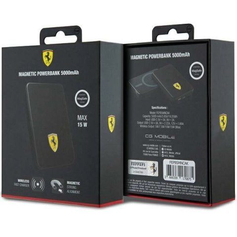 Powerbank Ferrari Metal Logo MagSafe 15W 5000mAh - czarny