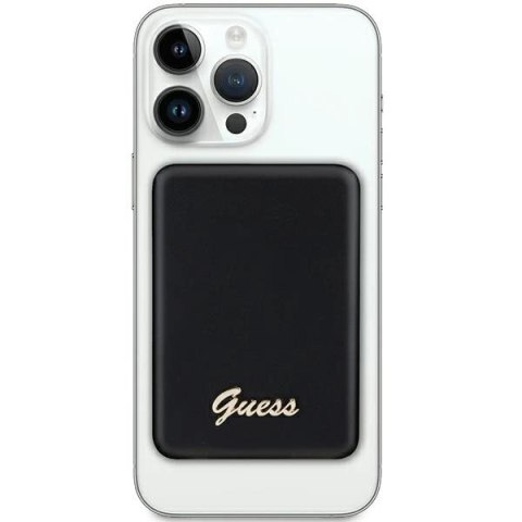 Powerbank indukcyjny Guess MagSafe Metal Script Logo 5W 3000mAh - czarny