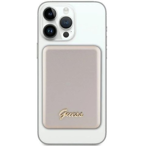 Powerbank indukcyjny Guess MagSafe Metal Script Logo 5W 3000mAh - złoty