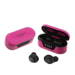Słuchawki Bluetooth Guess TWS + stacja dokująca - różowe