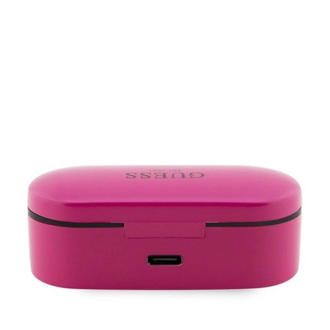 Słuchawki Bluetooth Guess TWS + stacja dokująca - różowe