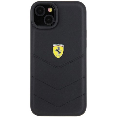 Etui Ferrari Quilted Metal Logo do iPhone 15 Plus - czarne