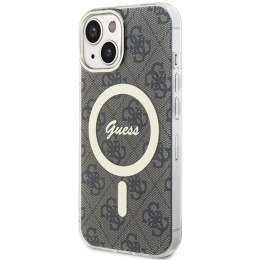 Etui Guess IML 4G MagSafe na iPhone 15 Plus - brązowe