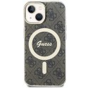Etui Guess IML 4G MagSafe na iPhone 15 - brązowe
