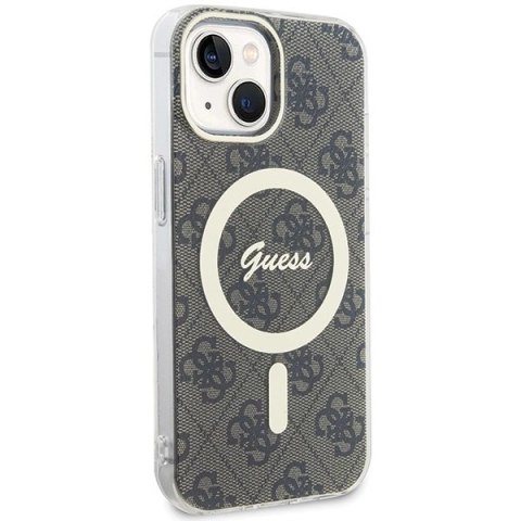 Etui Guess IML 4G MagSafe na iPhone 15 - brązowe