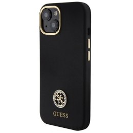 Etui Guess Silicone Logo Strass 4G do iPhone 15 - czarne