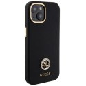 Etui Guess Silicone Logo Strass 4G do iPhone 15 - czarne