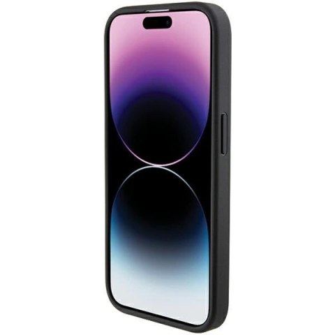Etui Ferrari Grip Stand Metal Logo na iPhone 15 Pro - czarne