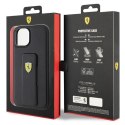 Etui Ferrari Grip Stand Metal Logo na iPhone 15 - czarne