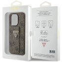 Etui Guess Grip Stand 4G Triangle Strass na iPhone 15 Pro - brązowe