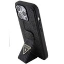 Etui Guess Grip Stand 4G Triangle Strass na iPhone 15 Pro - czarne