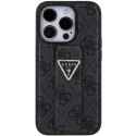 Etui Guess Grip Stand 4G Triangle Strass na iPhone 15 Pro - czarne
