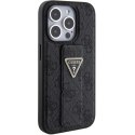 Etui Guess Grip Stand 4G Triangle Strass na iPhone 15 Pro - czarne